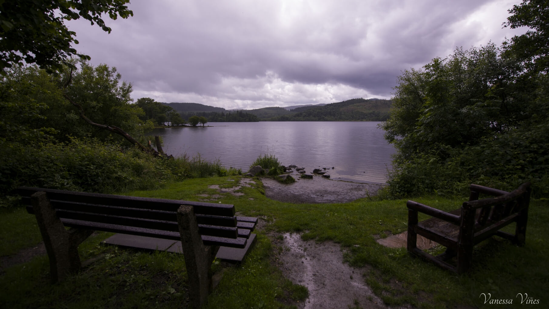 Benches on the shore